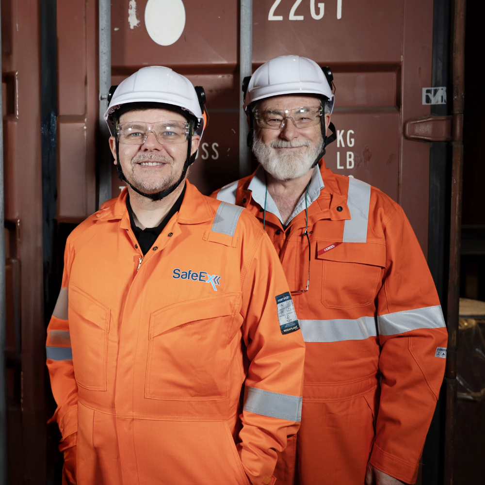SafeEx technicians in industrial safety gear during hazardous area operations